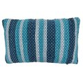 Saro Lifestyle SARO 4001.BL1423BD 14 x 23 in. Oblong Down-Filled Chindi Throw Pillow with Blue Striped Design 4001.BL1423BD